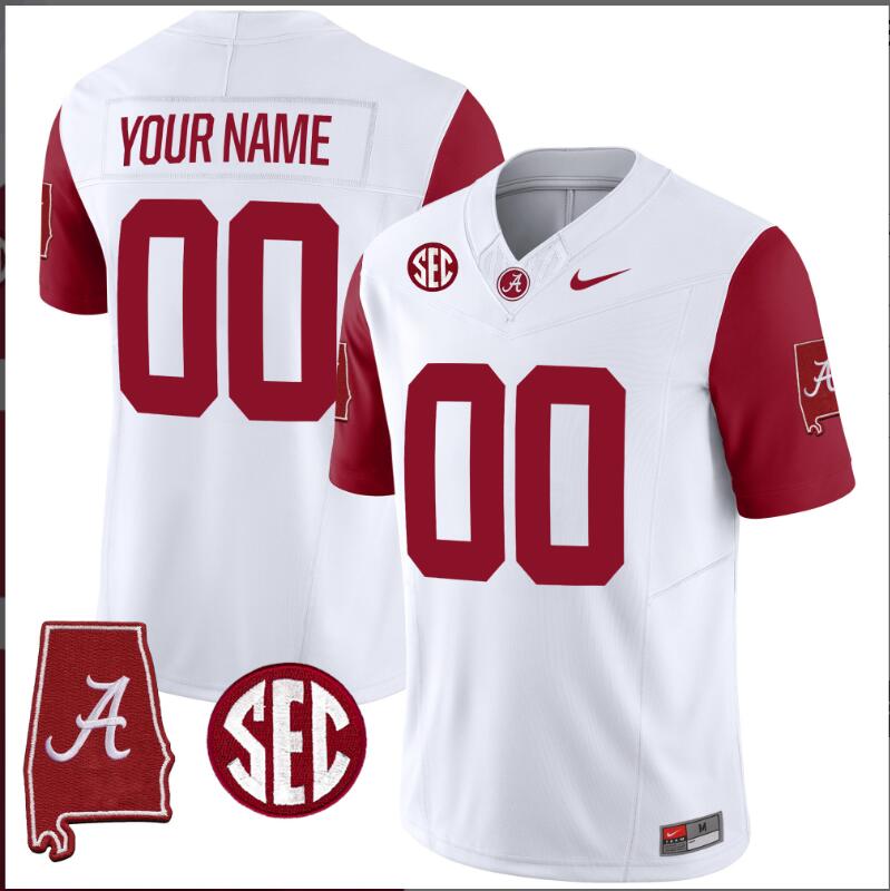 Men Alabama Crimson Tide Vapor Limited white Custom 2024 Nike NCAA Jersey 